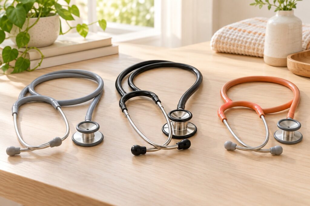 Three stethoscopes compared for home health monitoring
